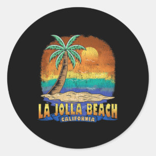La Jolla Beach California Vintage Distressed Souve Classic Round Sticker
