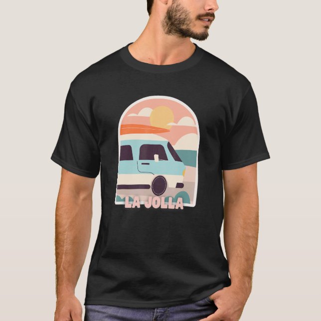 La Jolla Beach Retro Pastel Colours Sun & Surfing  T-Shirt (Front)