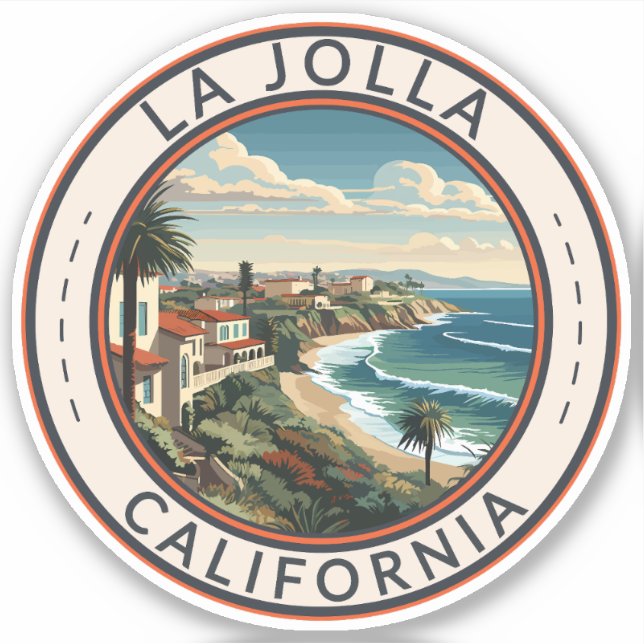 La Jolla California Coastline Travel Art Retro (Front)
