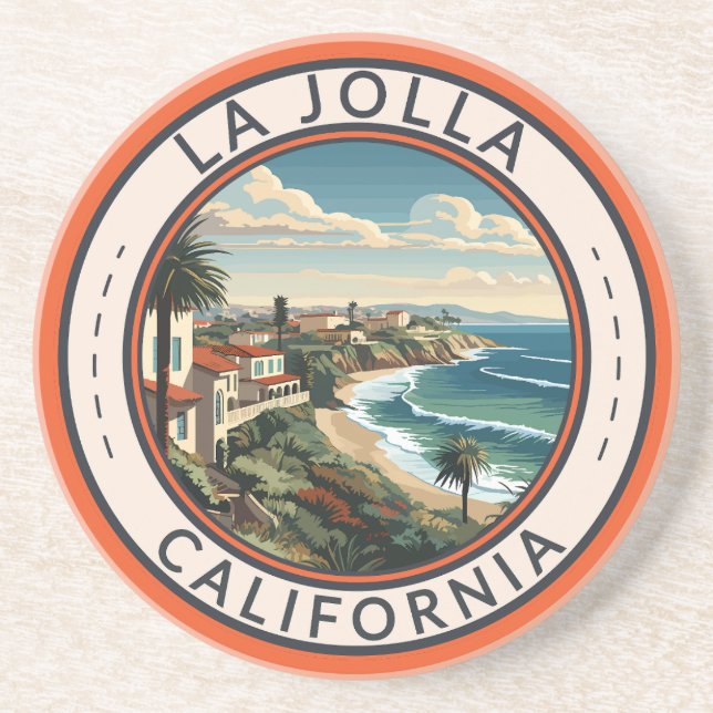 La Jolla California Coastline Travel Art Retro Coaster (Front)