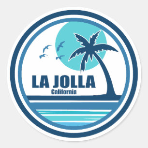 La Jolla California Palm Tree Birds Classic Round Sticker
