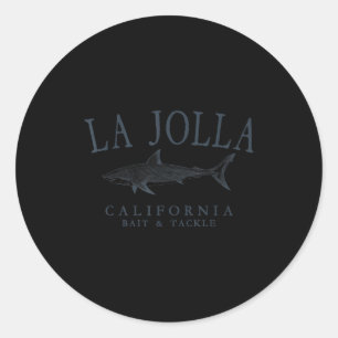 La jolla california retro slate art fishing classic round sticker