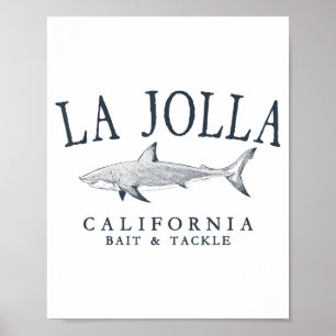 La jolla california retro slate art fishing poster