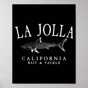 La Jolla California Shark White Art Vintage Poster