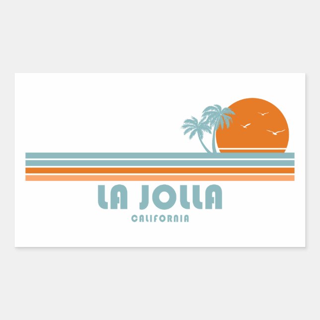 La Jolla California Sun Palm Trees Rectangular Sticker (Front)