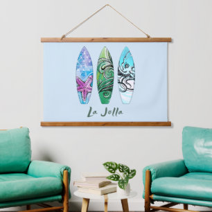 La Jolla California Surfboards Hanging Tapestry