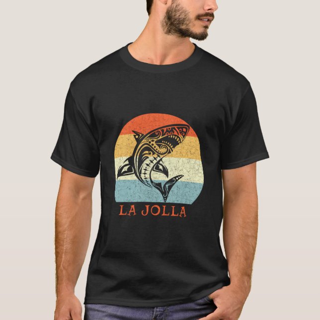 La Jolla California Vacation Tribal Shark T-Shirt (Front)