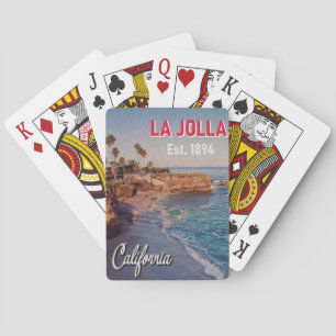 La Jolla California Vintage Palm Trees Souvenirs Playing Cards