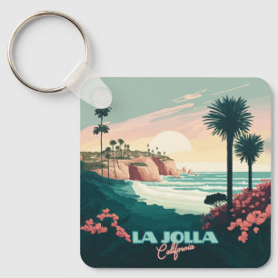La Jolla Cove San Diego California Retro Key Ring