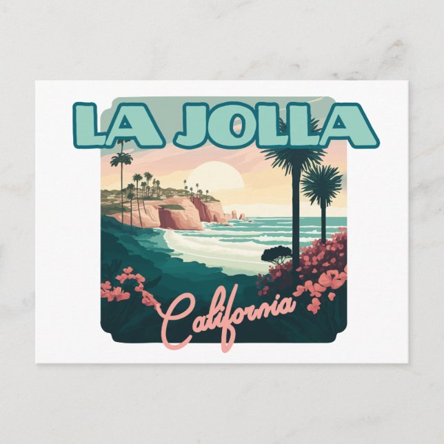 La Jolla Cove San Diego California Retro Postcard (Front)