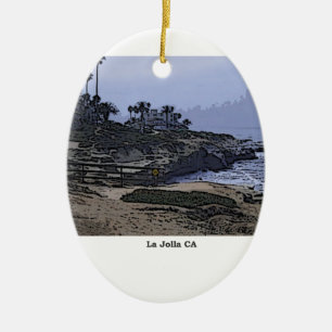 La Jolla Cove View Ceramic Ornament