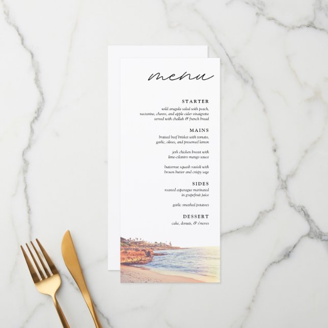 La Jolla Cove Wedding Dinner Menu (Front/Back In Situ)