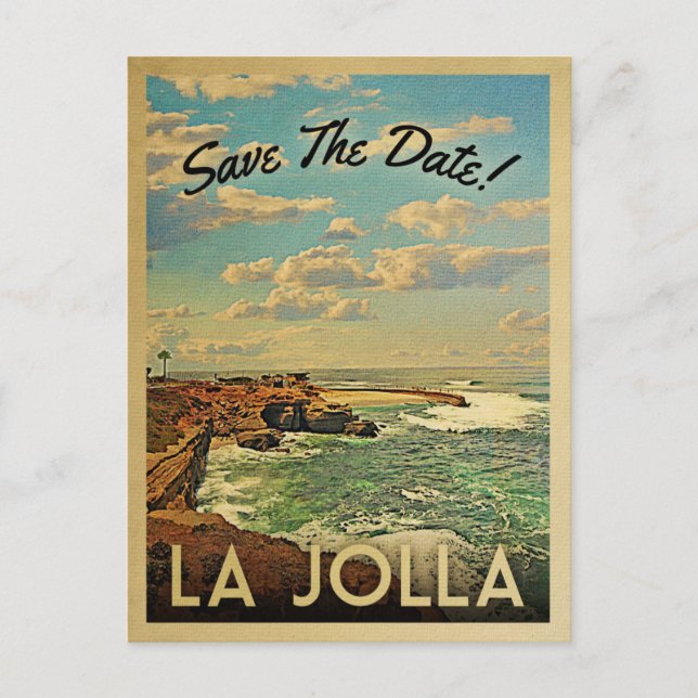 La Jolla Save The Date Vintage Postcards (Front)
