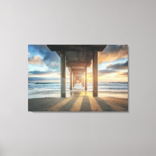 La Jolla, Scripps'S Pier At Sunset San Diego Canvas Print