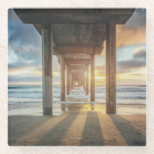 La Jolla, Scripps'S Pier At Sunset   San Diego Glass Coaster