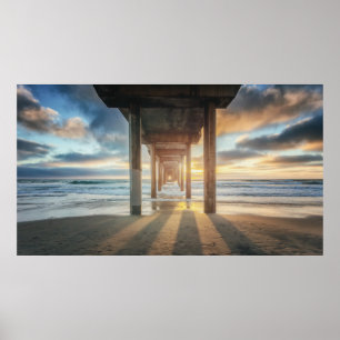 La Jolla, Scripps'S Pier At Sunset   San Diego Poster