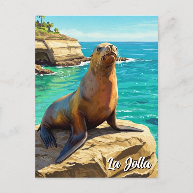 La Jolla Sea Lion California Travel Postcard (Front)