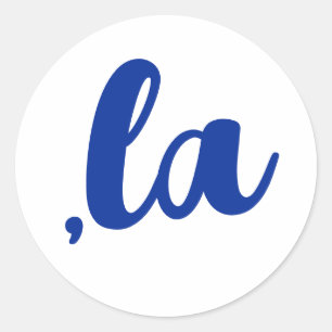 ,la  Kamala comma pronounce blue text Classic Round Sticker