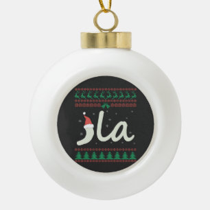 La Kamala Harris Ugly Christmas Sweater Election Ceramic Ball Christmas Ornament
