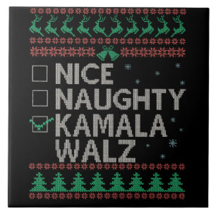 La Kamala Harris Ugly Christmas Sweater Election Ceramic Tile