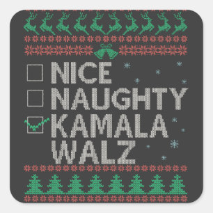 La Kamala Harris Ugly Christmas Sweater Election Square Sticker