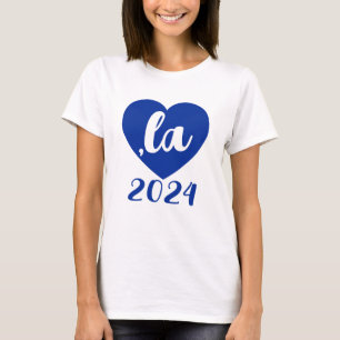 ,la KAMALA heart 2024 blue script text  T-Shirt