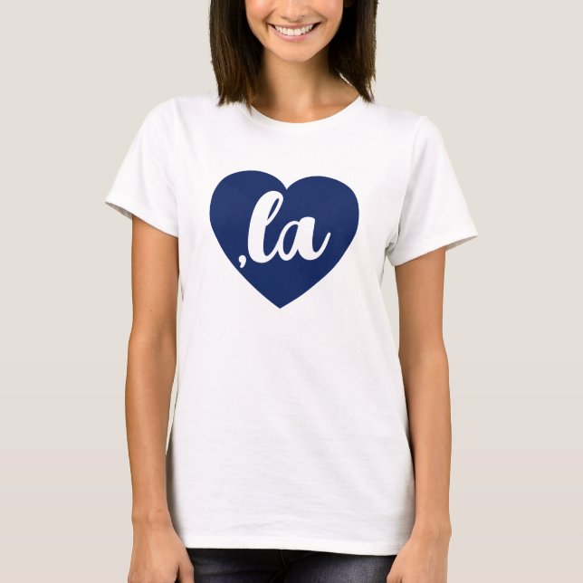 ,la KAMALA heart blue democrat text  T-Shirt (Front)