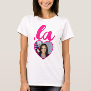 ,la KAMALA photo heart hot pink democrat text  T-Shirt