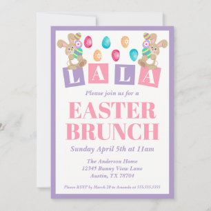 La La Easter Bunny Easter Brunch Invitation