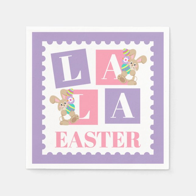 La La Easter Bunny Party Napkin (Front)