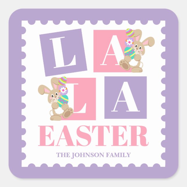 La La Easter Bunny Pastel Sticker (Front)