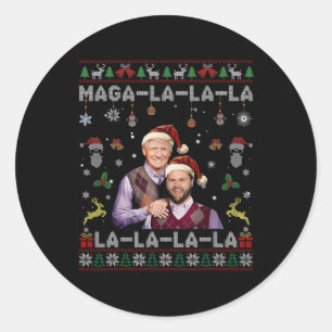 La La La Donald Trump Potus 47 Ugly Christmas Swea Classic Round Sticker