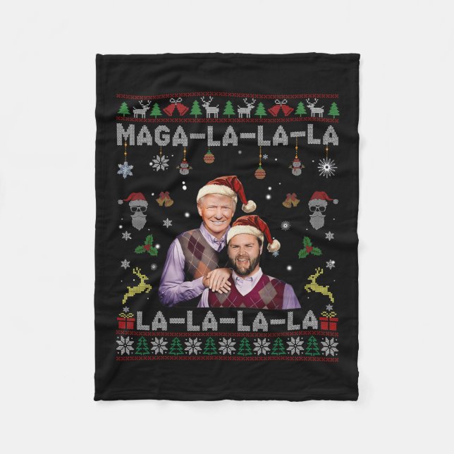 La La La Donald Trump Potus 47 Ugly Christmas Swea Fleece Blanket (Front)