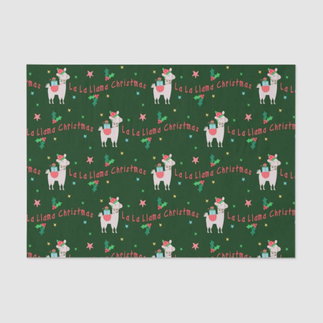 La La Llama Christmas Tissue Paper (Front)