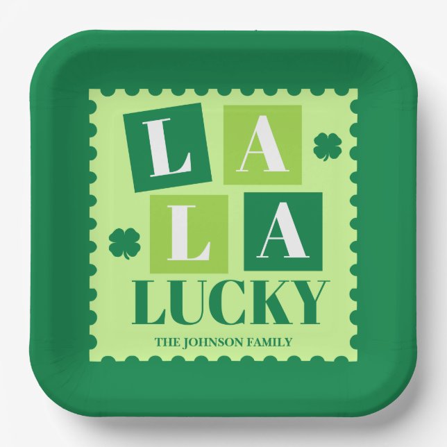 La La Lucky St. Patrick’s Day Party Paper Plate (Front)