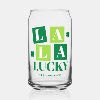La La Lucky St. Patrick’s Day Personalized Can Glass