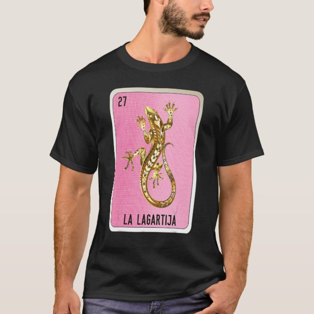 La Lagartija Mexican Slang Lottery Bingo Cards T-Shirt (Front)