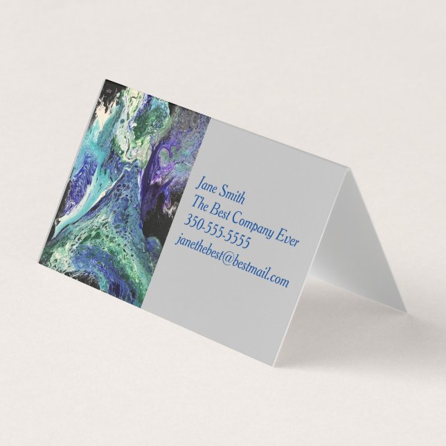 La Laguna #1 painting in blue, teal  Business Card (Front)