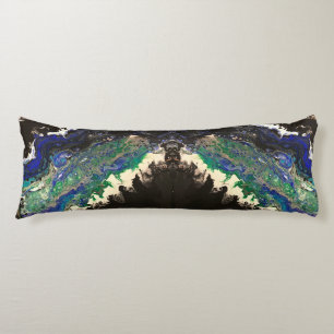 La Laguna painting black blue teal white Body Cushion