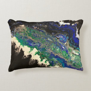 La Laguna painting black blue teal white  Decorative Cushion