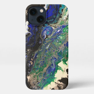 La Laguna painting black blue teal white iPhone 13 Case