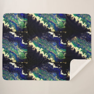 La Laguna painting black blue teal white  Sherpa Blanket