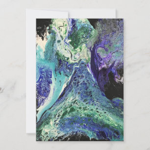 La Laguna painting blue, teal, white silver black Invitation