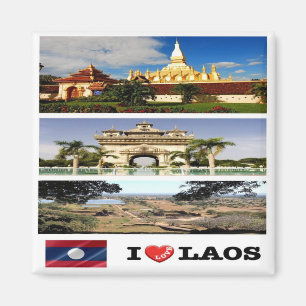 LA - Laos -  I Love - Collage Magnet