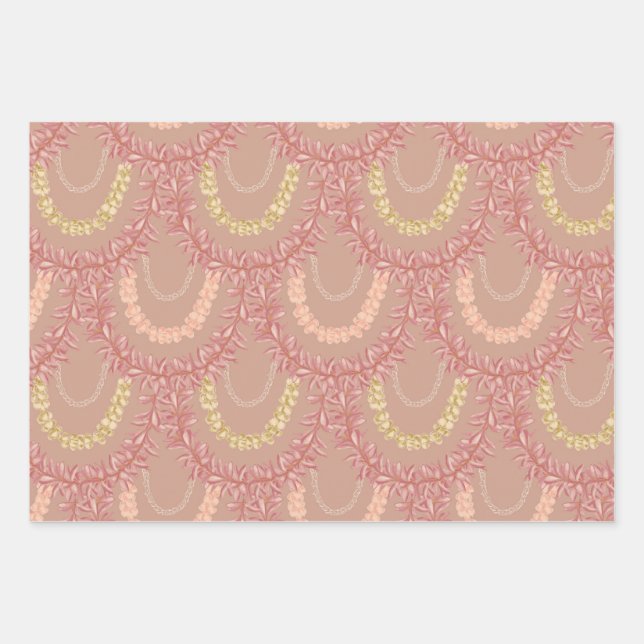Lā Lei Plumeria by Wander With Aloha Wrapping Paper Sheet (Front)