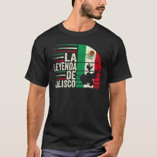 La Leyenda De Jalisco Map Mexican Flag Vintage T-Shirt