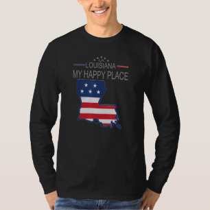 LA Louisiana My Happy Place USA States Flag Map T-Shirt