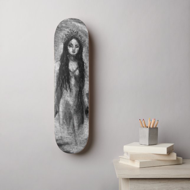 La Luna Dark Angel Fairy Goth Woman Original Art Skateboard (Wall Art)