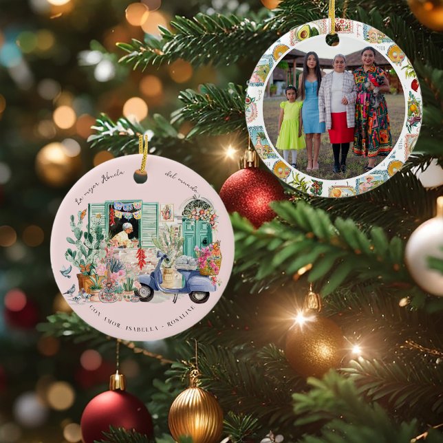 La Mejor Abuela del Mundo | Personalized Ceramic Ornament (Creator Uploaded)