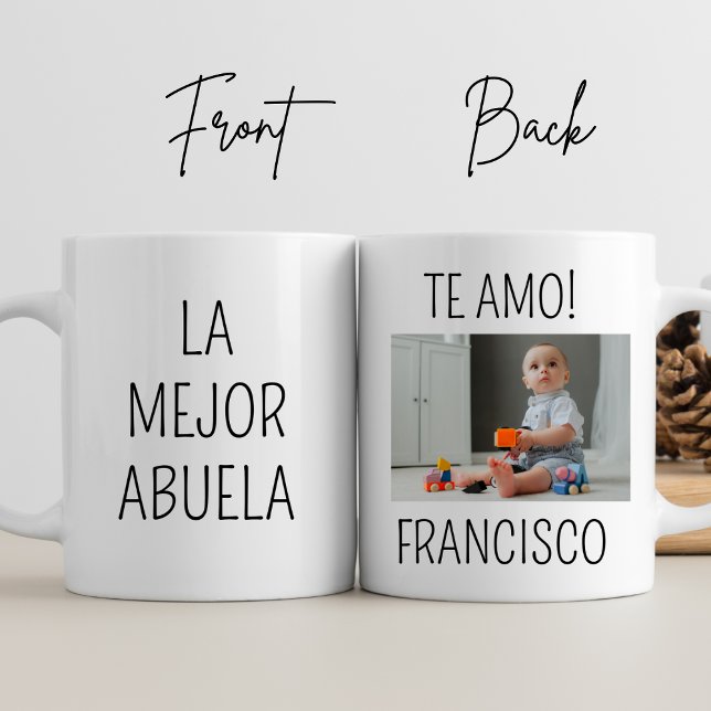 La Mejor Abuela Personalise Photo Grandma Birthday Mug (Creator Uploaded)